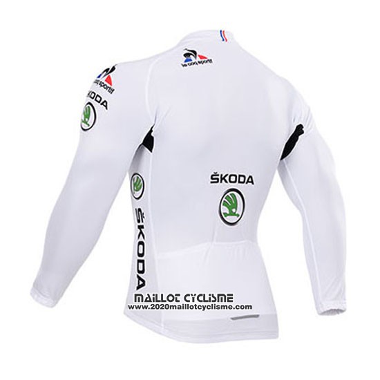 2015 Maillot Ciclismo Tour de France Blanc Manches Longues et Cuissard